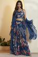 Blue Viscose Rayon Printed Lehenga Set image number 2