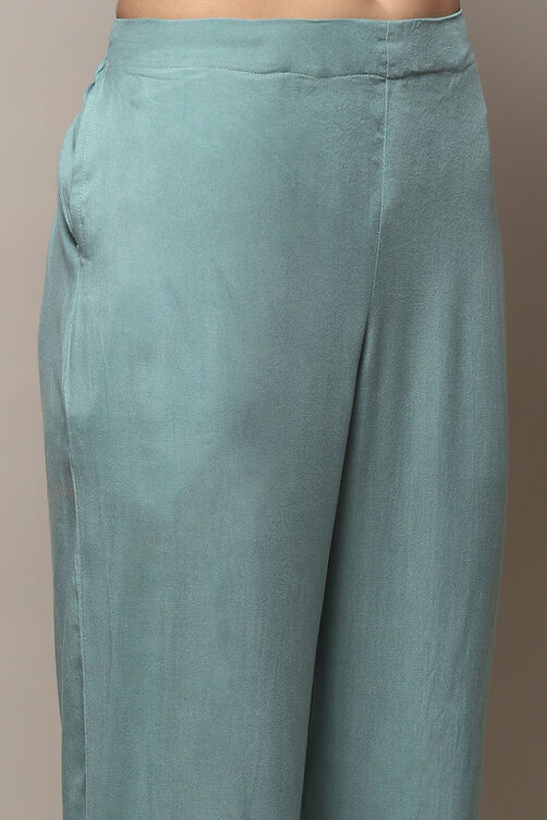 Sky Blue Chanderi Unstitched Suit Set image number 3