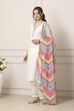 White & Pink Yoke Design Straight Suit Set image number 3