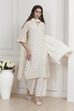 Ivory Poly Chanderi Embroidered Straight Suit Set image number 7