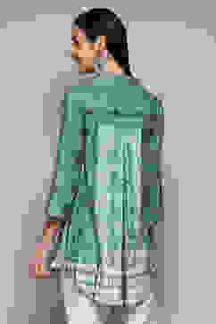 Petrol LIVA Short Kurta Printed Shirt image number 4