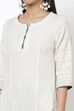 Off White Cotton Flax Straight Kurta Palazzo Suit Set image number 1