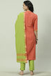 Pink Cotton Unstitched Suit Set image number 4