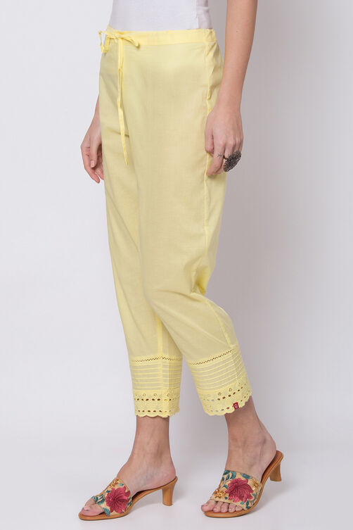 White Cotton Solid Pant image number 2
