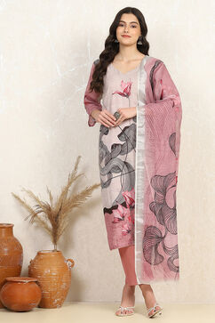 Wine Linen Blend Unstitched Suit Set image number 7