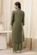 Sage Green Cotton Blend Straight Kurta Palazzo Suit Set image number 4