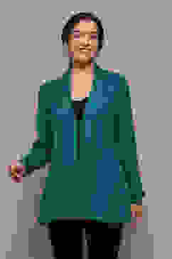 Teal Blue Acrylic Straight Yarndyed Sweater image number 3