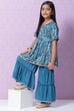 Berry Pink Rayon Flared Printed Kurta Set image number 6