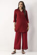 Maroon Cotton Straight Palazzo image number 0