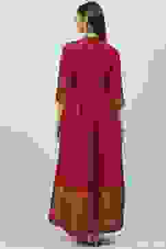 Maroon Yarn-Dyed Flared Kurta image number 4