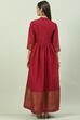 Black Art Silk Flared Yarndyed Kurta image number 4