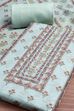 Cream-Toned Muslin Rajasthani Print Unstitched Suit Set image number 1