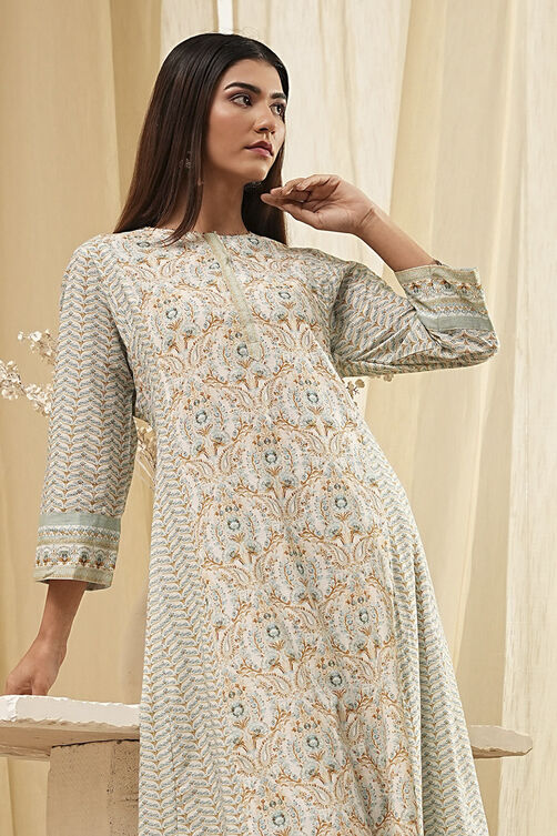 Blue Pure Cotton A-Line Kurta Set  image number 1