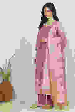 Mauve Chanderi  Unstitched Suit Set image number 4