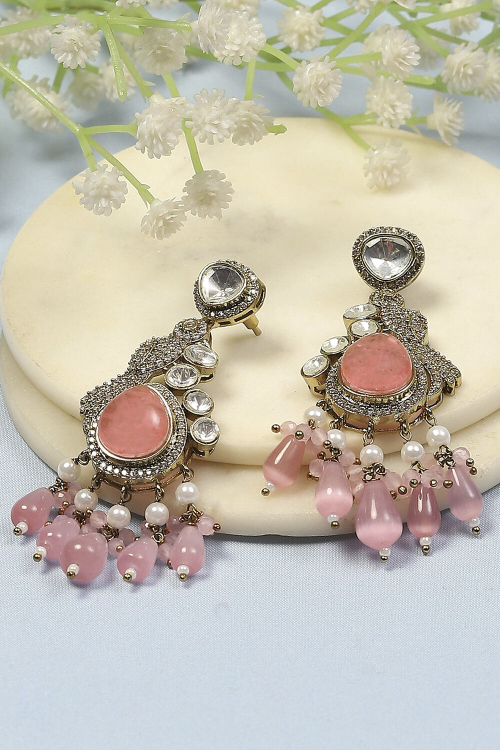 biba Light Pink Brass Drop & DanglersLight Pink Brass Drop & Danglers-picture-193