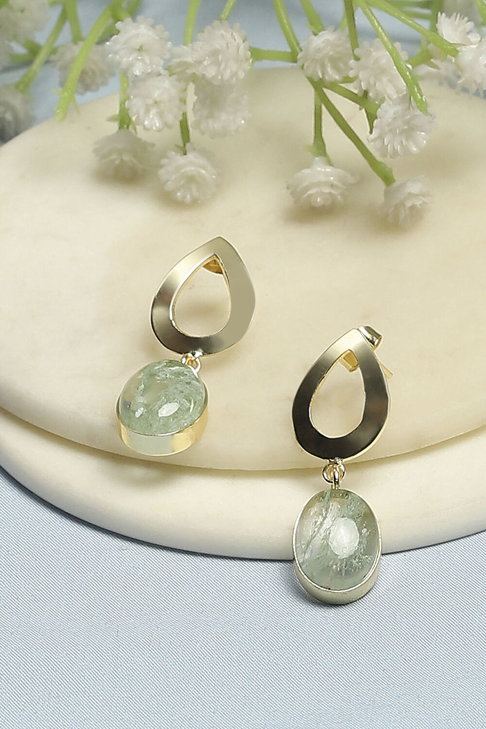 Aqua Brass Danglers image number 0