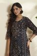 Black Cotton Straight Kurta image number 1