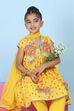 Yellow Cotton Floral Printed Anarkali Suit Set image number 9