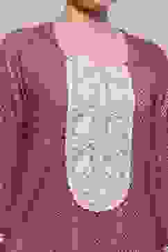 Red Printed Straight Winter Suit Set image number 1