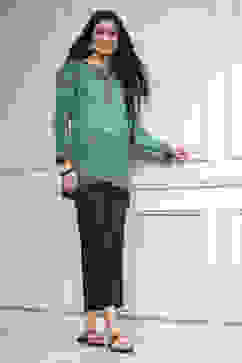 Turquoise Printed Straight Short Kurta image number 0