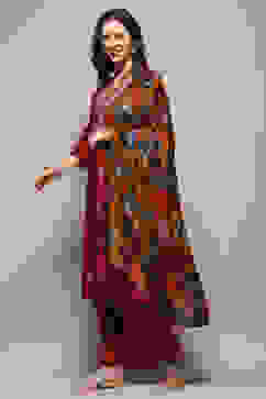 Maroon Modal Chanderi Festive Kalidar Suit Set image number 4
