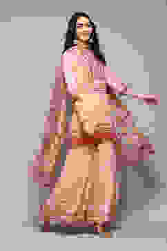 Off White Polyester Straight Printed Kurta Garara Suit Set image number 6