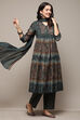 Dark Green Voile Anarkali Kurta Pant Suit Set image number 6