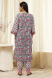 Blue and Pink Cotton Printed Straight Kurta Set image number 4