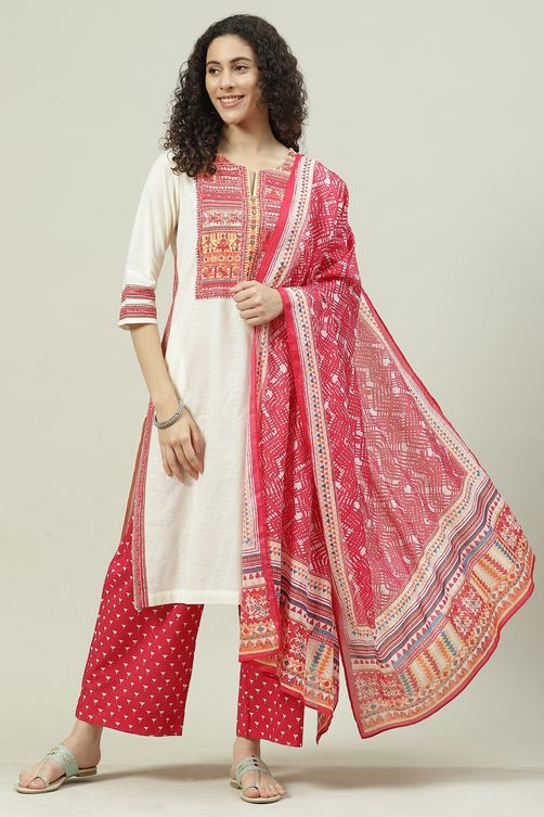 Blue Solid Cotton Straight Kurta Palazzo Suit Set image number 0