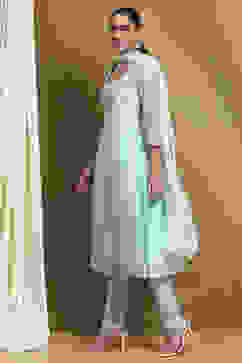 Powder Blue Embroidered Anarkali Suit Set image number 3