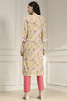 Yellow Cotton Blend Printed Straight Kurta image number 3