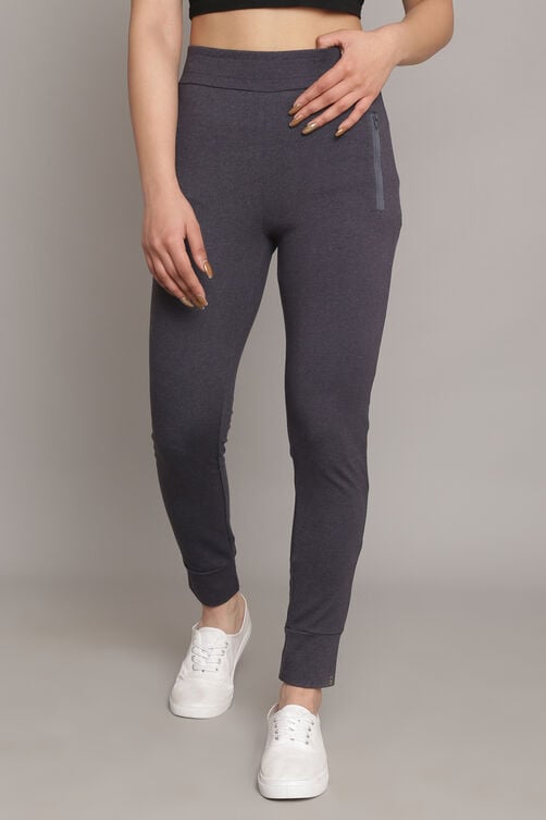 Charcoal Melange Knitted Cotton Blend Joggers image number 4