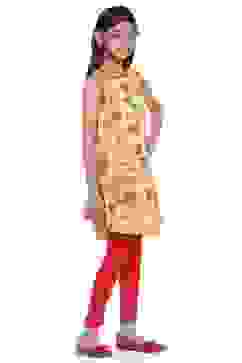 Yellow Cotton A-Line Kurta Churidar Suit Set image number 3