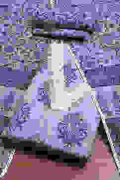 Indigo Cotton Screen Print Unstitched Suit Set image number 0