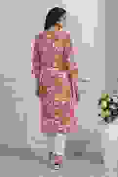 Pink Viscose Rayon Straight Kurta image number 3