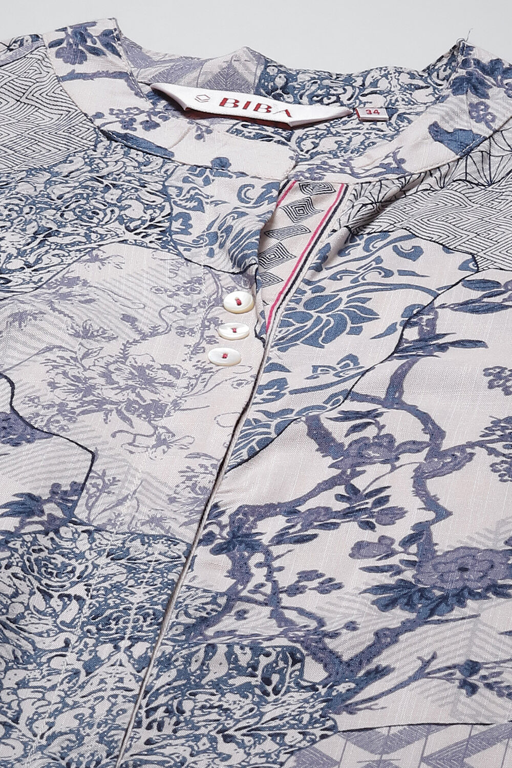 Indigo LIVA Straight Printed Kurta image number 5