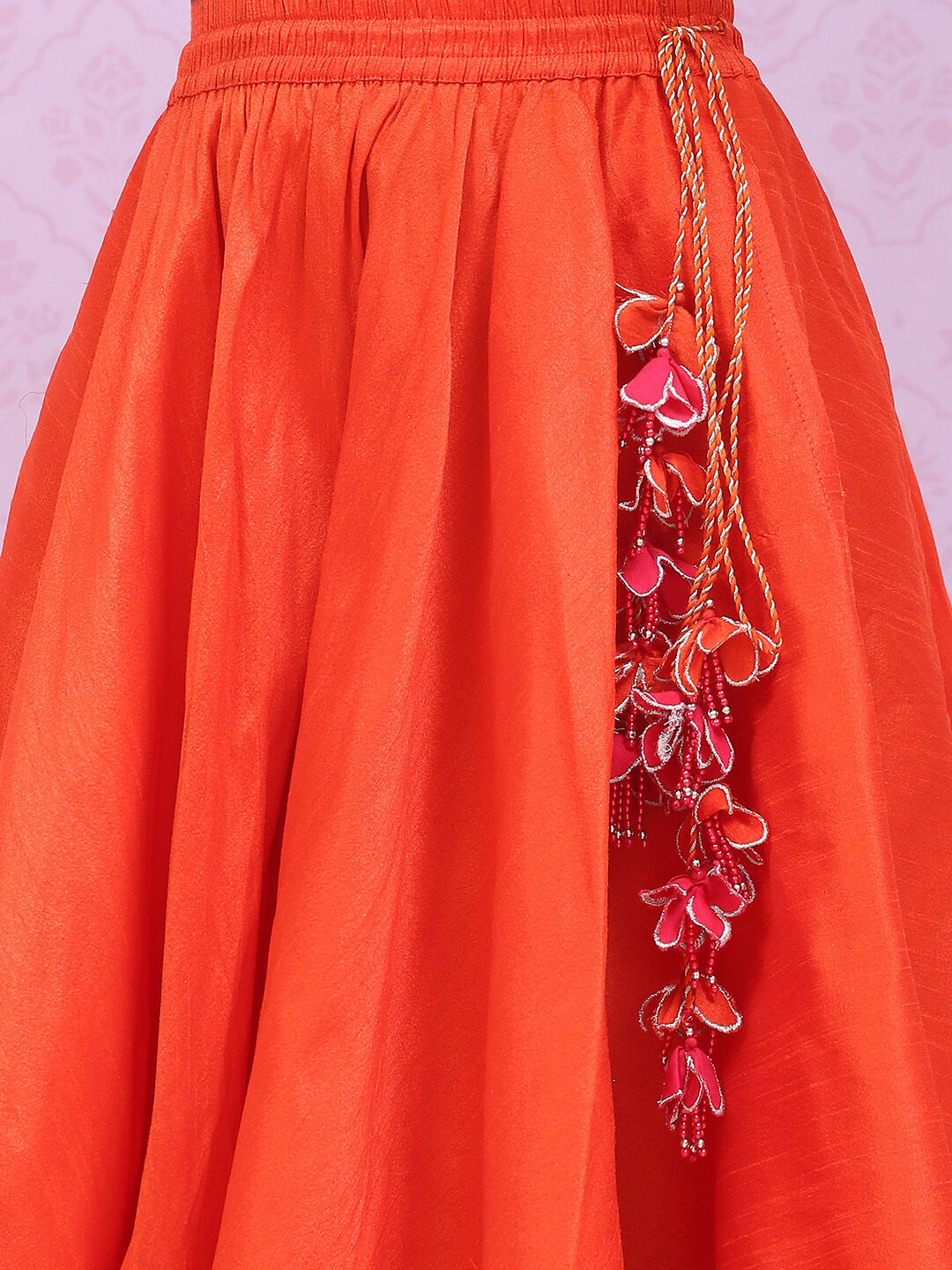 Orange Viscose Blend Lehenga Set image number 2