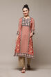 Burnt Orange LIVA Straight Printed Kurta image number 5