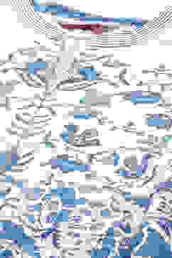 White and Blue Cotton Flared Kurta Slim Pant Suit Set image number 1