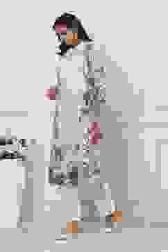 Beige Cotton Floral Printed Straight Kurta Set image number 3