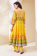 Yellow Cotton Anarkali Suit Set image number 4