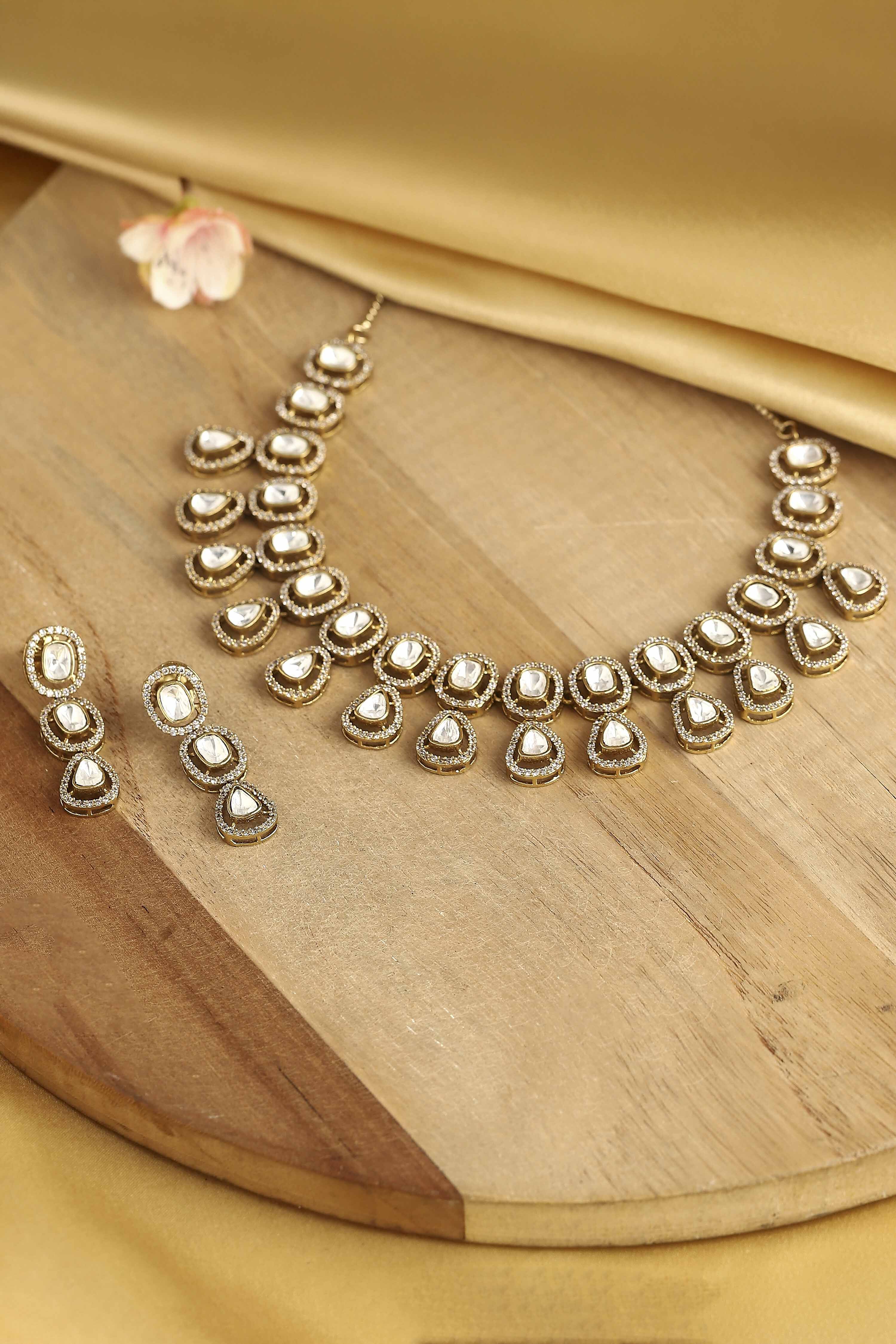 White Brass Kundan Set image number 0