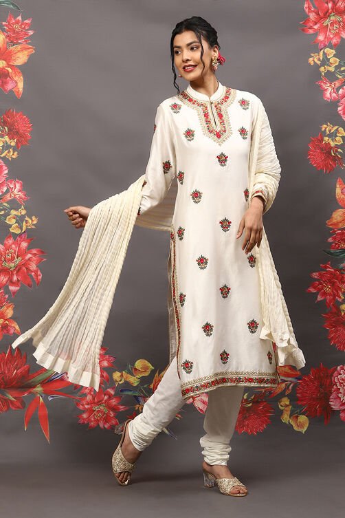 Rohit Bal Black Cotton Blend Straight Kurta Suit Set image number 6