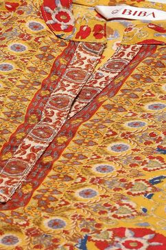Yellow Polyester Asymmetric Kurta Palazzo Suit Set image number 1