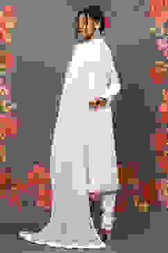 Rohit Bal Off White Cotton Blend Straight Kurta Suit Set image number 4