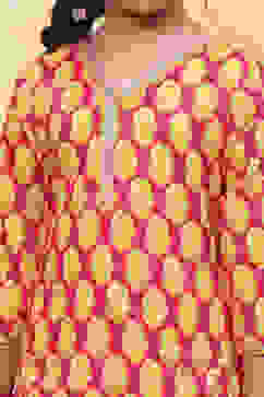 Pink and Yellow Cotton Printed Straight Suit Set image number 1