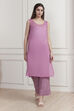 Lavender Floral Printed Straight Kurta Set image number 7