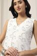 White Cotton Schiffli Embroidered Straight Suit Set image number 1