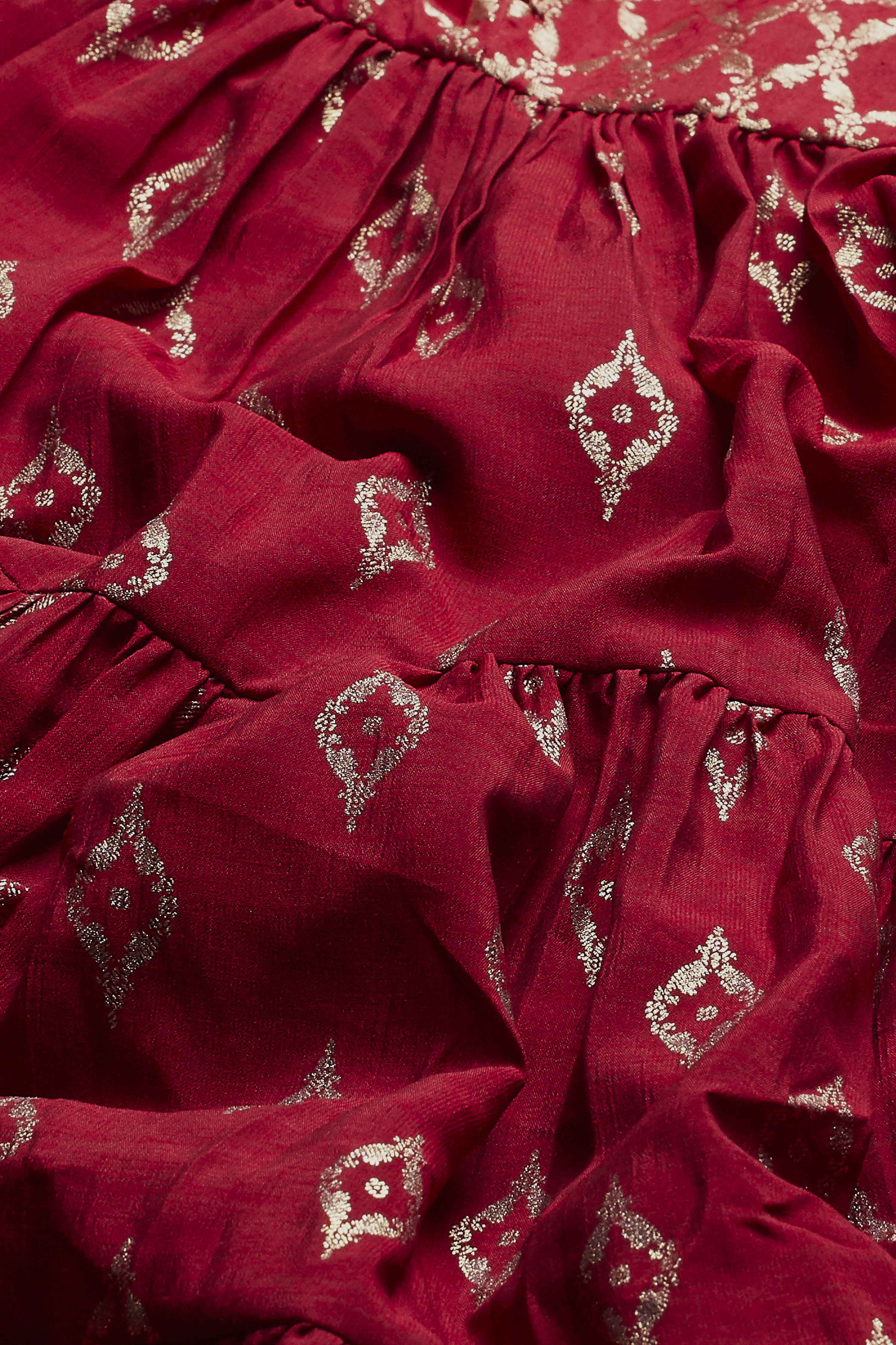 Red Printed Tiered Maxi Dress image number 2