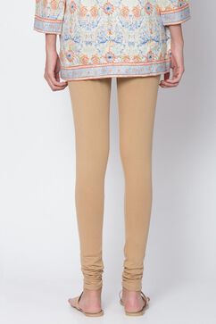 Camel Cotton Blend Dyed Leggings image number 3